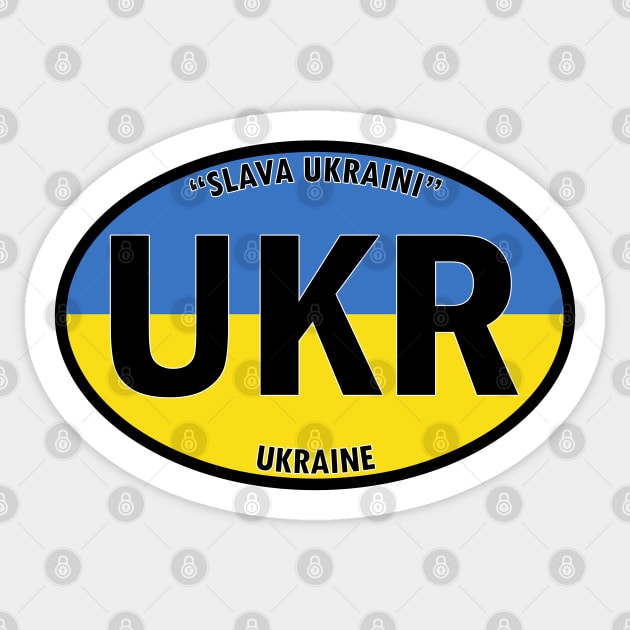 UKR - Ukraine "Slava Ukraini" (meaning Glory to Ukraine) Oval Travel Bumper Sticker for your Car or Luggage. Sticker by BBTravels